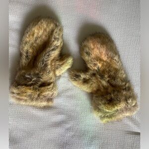 Brown Faux Fur Mittens/ Gloves